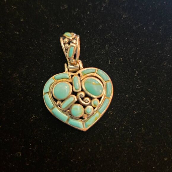 Boutique Jewelry - Turquoise Heart Sterling Silver 925 Pendant